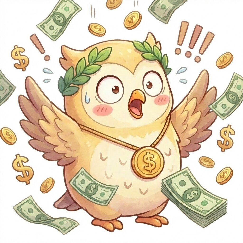 マネスピ管理人フクロウ「驚いた顔」