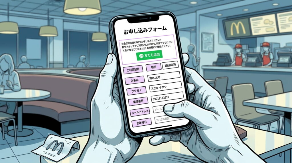 スマホの入力フォームの画像