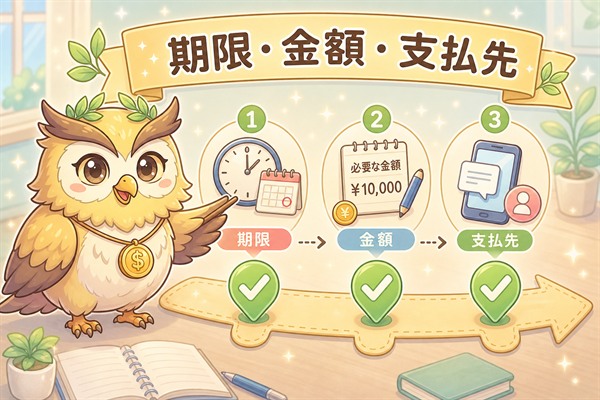 今日中にお金が必要な時に確認する期限・金額・支払先