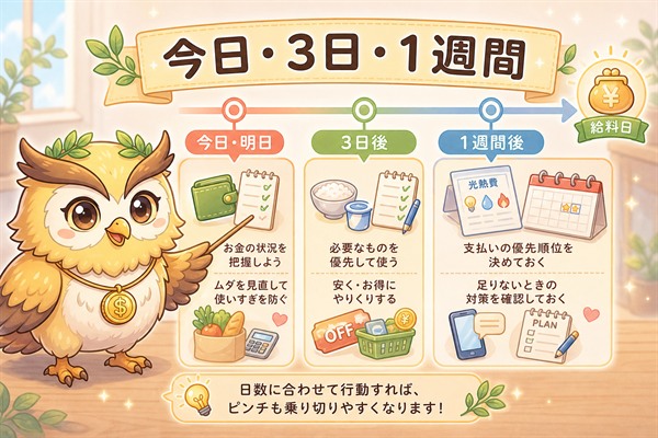 給料日までお金がない時の今日・3日・1週間別の対処法